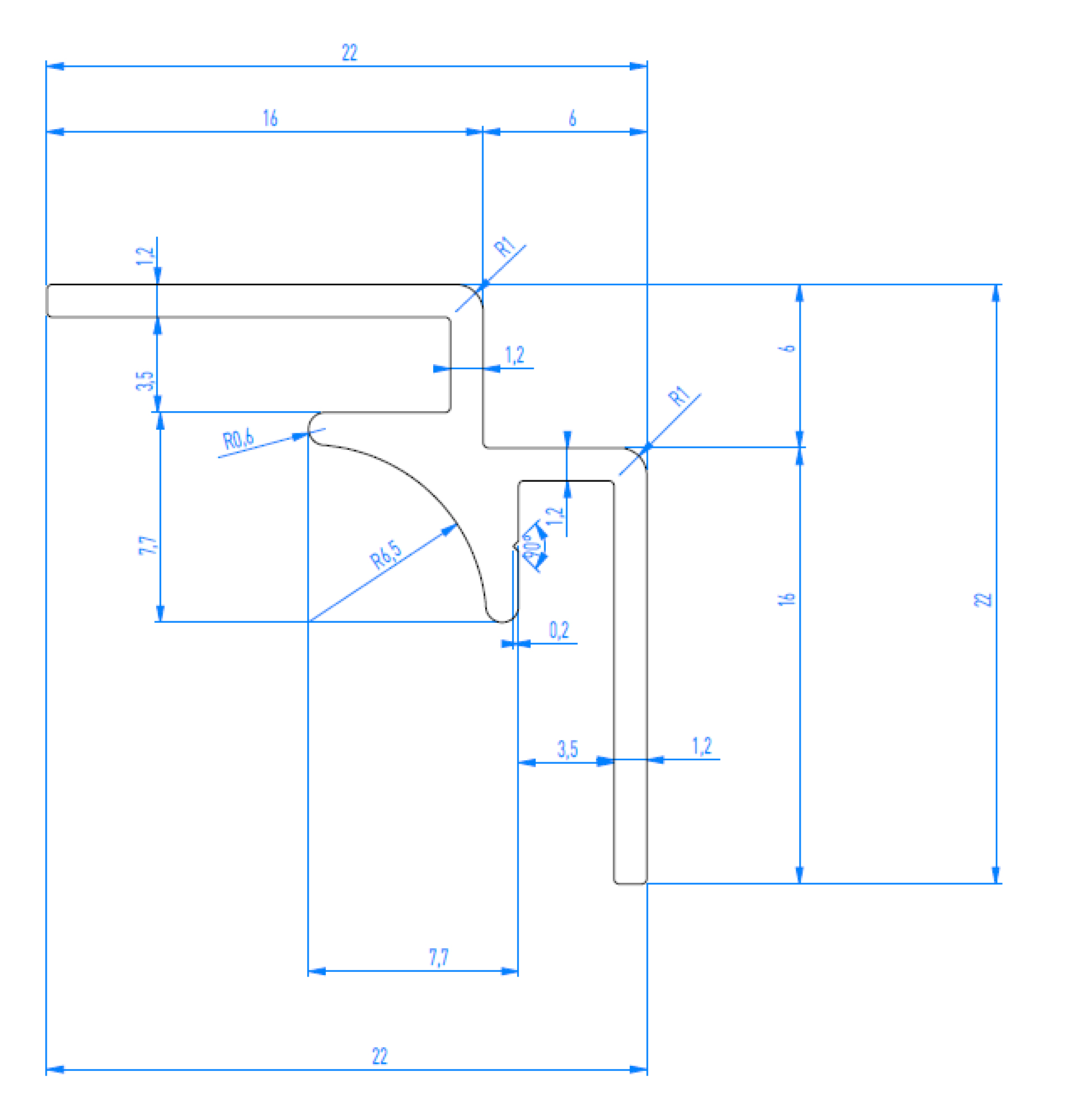 Innenecke Länge: 2550 mm